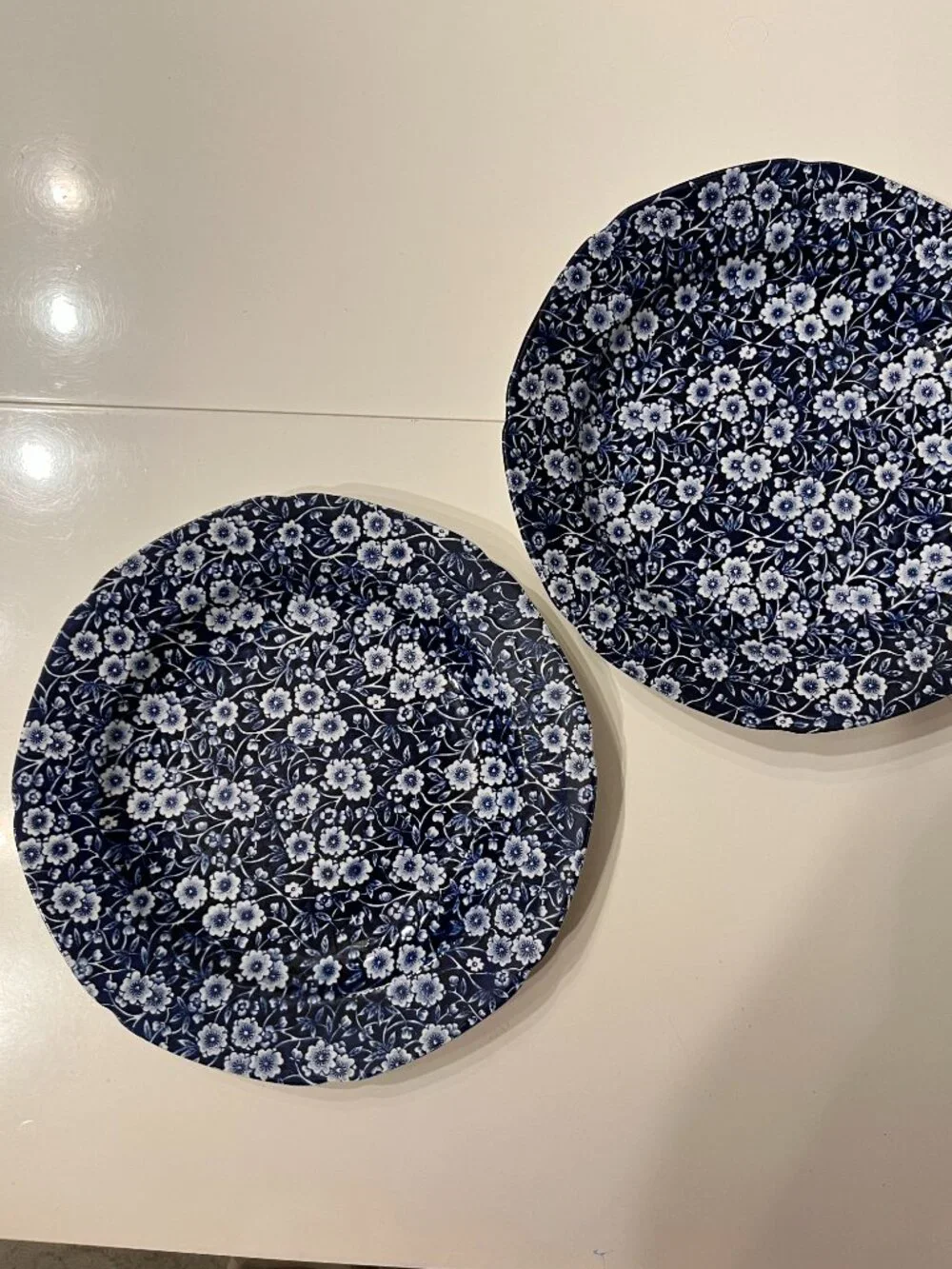 Calico Blue dinner plates -Crownford China (Staffordshire, England) (SET OF TWO)